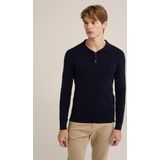 Fundamentals - Heren Slim Fit Fijngebreide Polo - Donkerblauw
