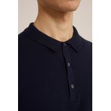 Fundamentals - Heren Slim Fit Fijngebreide Polo - Donkerblauw