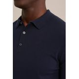 Fundamentals - Heren Slim Fit Fijngebreide Polo - Donkerblauw