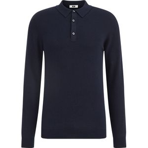 Fundamentals - Heren Slim Fit Fijngebreide Polo - Donkerblauw