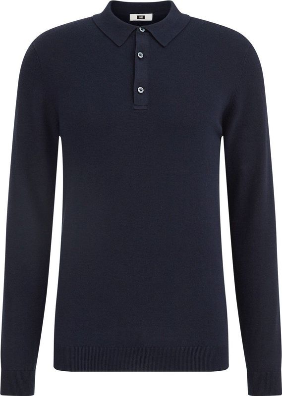 Fundamentals - Heren Slim Fit Fijngebreide Polo - Donkerblauw