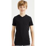 WE Fashion Jongens basic T-shirt met V-hals