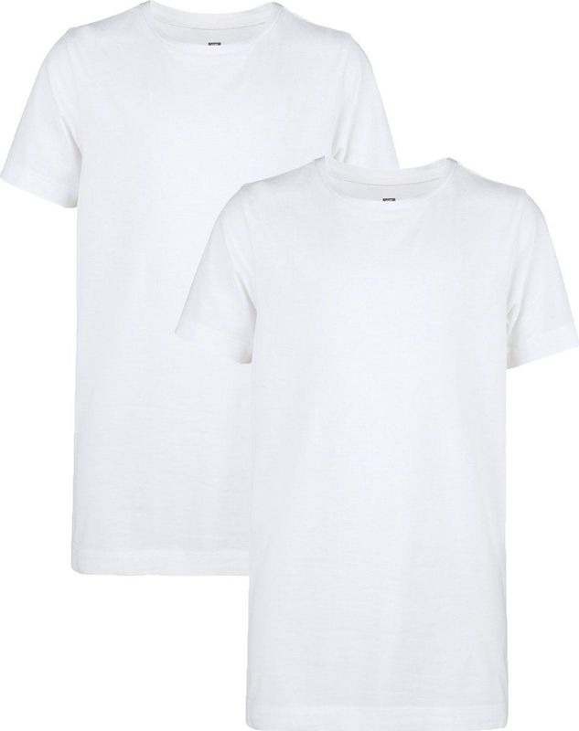 WE Fashion Jongens basic T-shirt met ronde hals 2-pack