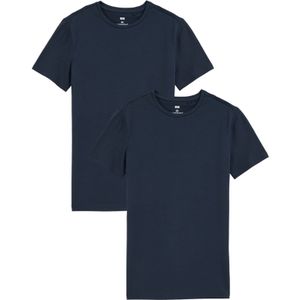 WE Fashion Jongens basic T-shirt met ronde hals 2-pack