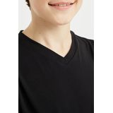 WE Fashion Jongens basic T-shirt met V-hals