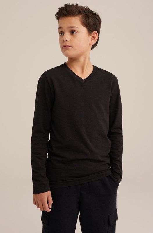 WE Fashion Jongens basic T-shirt met V-hals