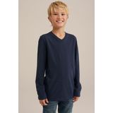 WE Fashion Jongens basic T-shirt met V-hals