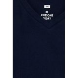 WE Fashion Jongens basic T-shirt met V-hals