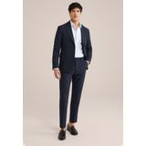 Overhemd - Blauw - Katoenmix - Slim Fit met Knoopsluiting