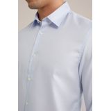 Overhemd - Blauw - Katoenmix - Slim Fit met Knoopsluiting