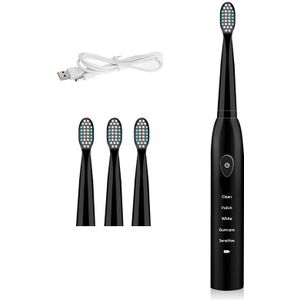 Ultrasone Elektrische Tandenborstel Volwassen Timer Borstel Usb Charge Soft Tand Borstels Met 4 Stuks Vervanging Hoofd 5 Trillingen Modus