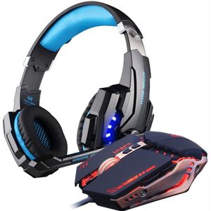 Gaming Headset Stereo Gamer Hoofdtelefoon Met Microfoon Oortelefoon + Gaming Muis 4000 Dpi Verstelbare Gamer Muizen Wired Usb Voor Pc