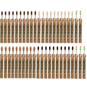50 Stuks Natuurlijke Bamboe Tandenborstel Hout Tandenborstels Zachte Haren Capitellum Fiber Tanden Borstel Milieuvriendelijke Orale Tand Zorg