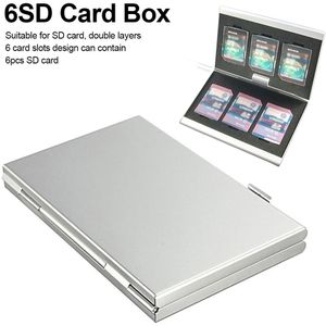 6 Slots Top Dubbele-Bureau Aluminium Opbergdoos Voor Sd Sdhc Sdxc Mmc Memory Card Case Houder Protector