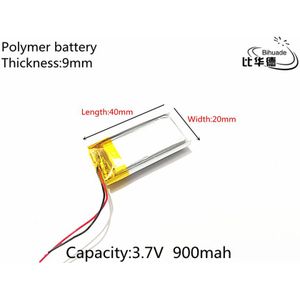 1 pcs 3.7 V 900 mAh 902040 Lithium Polymeer Li-Po li ion Oplaadbare Batterij cellen Voor Mp3 MP4 MP5 GPS PSP mobiele bluetooth