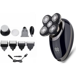 Elektrische Razor Voor Mannen Bald Head Scheerapparaat Led Display Neus Baard Trimmer Clippers Gezichtsreiniging Borstel Usb Oplaadbare