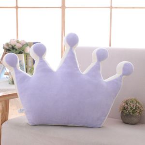 Crown Shaped Kussen Squishy Drie-punt Vijf-point Prins Prinses Kroon Decor Pluche Kussen Sofa Stoel Paars/ geel/Roze/Grijs