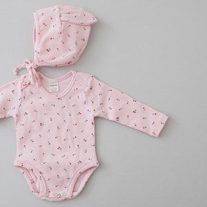 Milancel Pasgeboren Baby Kleding Herfst Schattige Baby Konijntje Hoed Cherry Print Peuter Meisjes Bodysuits Baby Jongens Bodysuit