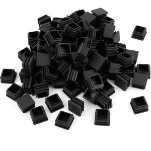 100pcs Plastic Vierkante Buis Inserts End Blindschuifjes 20mm x 20mm Zwart