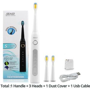 Sonische Elektrische Tandenborstel 3 Vervangbare Opzetborstels Voor Volwassen Usb Oplaadbare Power Tandenborstel Draagbare Dental Elektrische Borstel