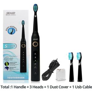 Sonische Elektrische Tandenborstel 3 Vervangbare Opzetborstels Voor Volwassen Usb Oplaadbare Power Tandenborstel Draagbare Dental Elektrische Borstel