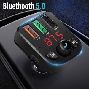 JINSERTA Bluetooth 5.0 Fm-zender 3 Usb-poorten 3.1A Charger FM Car Kit Modulator MP3 Speler Handsfree TF USB Muziek spelen