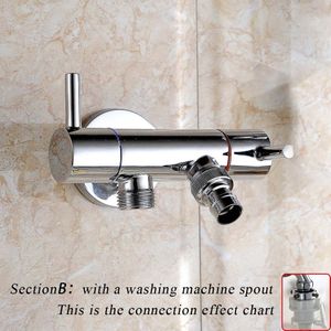 1/2 inch (DN15) wall Mounted Dubbele Outlet Outdoor Kraan Badkamer Muur Gemonteerde Wassen Wc 1 inlaat 2 uitlaat Hoek Valve