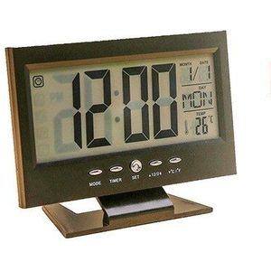 Voice Control Digitale Klok Back-Light Led Tafel Klok Weer Monitor Kalender Met Thermometer Bureauklok