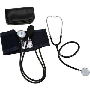 Draagbare Enkele Kop Stethoscoop Volwassen Aneroid Bloeddrukmeter Manchet Kit Bovenarm Bloeddruk Stethoscoop Met Rits Zak