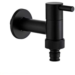 Wzly Kranen Zwarte Bibcock Messing Badkamer Enkele Koude Kraan Muur Wasmachine Kraan Wc Mop Zwembad Kranen Outdoor Tuin Kraan