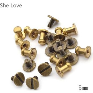 Chzimade 10Pcs Stud Schroef Ronde Kop Massief Messing Nail Leer Klinknagel Chicago Knop Voor Diy Lederen Decoratie