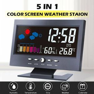 Led Digitale Wekker Automatische Inductie Voice Control Kalender Thermometer Weather Display Home Decor Klok Bureau Cleck