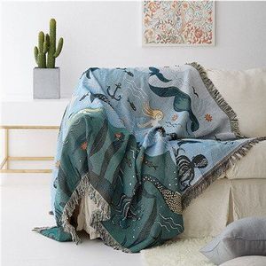 Nordic Gooi Deken Sofa Mermaid Vliegtuig Reizen Deken Voor Bed Woonkamer Tapestry Tapijt Sofa Deken Cover Sprei