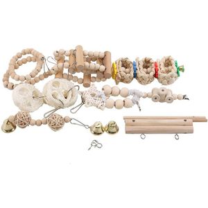 8 Packs Vogel Papegaai Swing Opknoping Speelgoed, natuurlijke Hout Bel Vogelkooi Speelgoed Voor Papegaaien Parkieten Valkparkieten Vinken Budgie Papegaaien