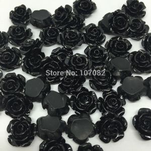100 pcs 12mm Zwart Resin Rose Bloemen Plakstenen Cabochons Fit Scrapbooking Kaartmaken DIY Ambachten Embellishments