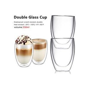 2pcs hittebestendig Cups Mok 350ml Dubbele Wand Geïsoleerd Glas cup Hittebestendige Thee Drinken Koffie Creatieve bar en thuis