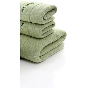 3Pcs * Lot Geborduurde Groene Thee 100% Katoenen Badstof Gezicht Handdoek, zachte Elegante Luxe Badkamer Hand Badhanddoeken Sets,Juego De Toallas