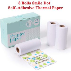 Phomemo 3 Rolls Glimlach Dot Zelfklevende Thermisch Papier 53Mm X 3.5M Voor Phomemo M02/M02S mini Bluetooth Pocket Printer