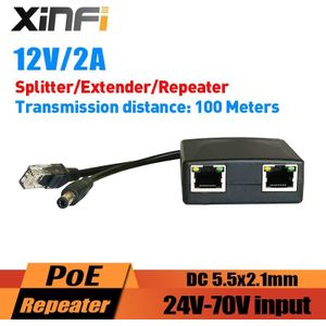 XINFI 24-70V DC Input 12V2A Output PoE Splitter/Extender/Repeater DC 5.5*2.1 Voor IP Camera/AP Cascading Modus Eenvoudige Installatie