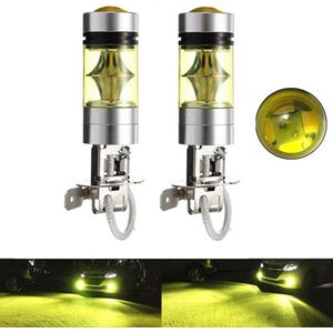 2PCS H3 100W 2323 LED 4300K GEEL Projector Fog Driving Gloeilampen
