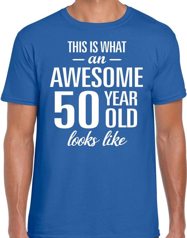 Awesome year - geweldige jaar cadeau t-shirt blauw heren - Verjaardag cadeau