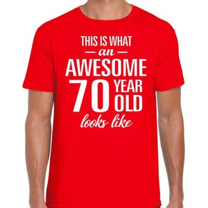 Awesome 70 year - geweldige cadeau t-shirt rood heren - Verjaardag cadeau