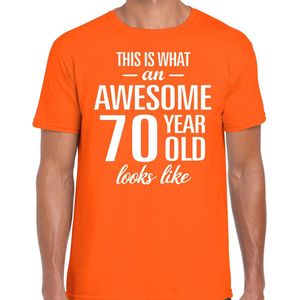 Awesome 70 year - geweldige cadeau t-shirt oranje heren - Verjaardag cadeau