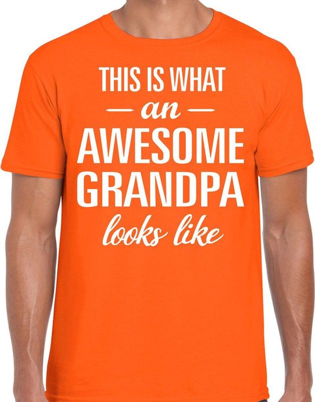Awesome Grandpa - geweldige opa cadeau vaderdag t-shirt oranje heren - Vaderdag cadeau