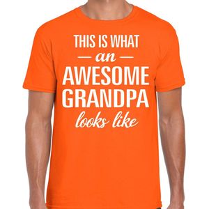 Awesome Grandpa - geweldige opa cadeau vaderdag t-shirt oranje heren - Vaderdag cadeau