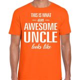 Awesome Uncle - geweldige oom cadeau t-shirt oranje heren - Verjaardag cadeau