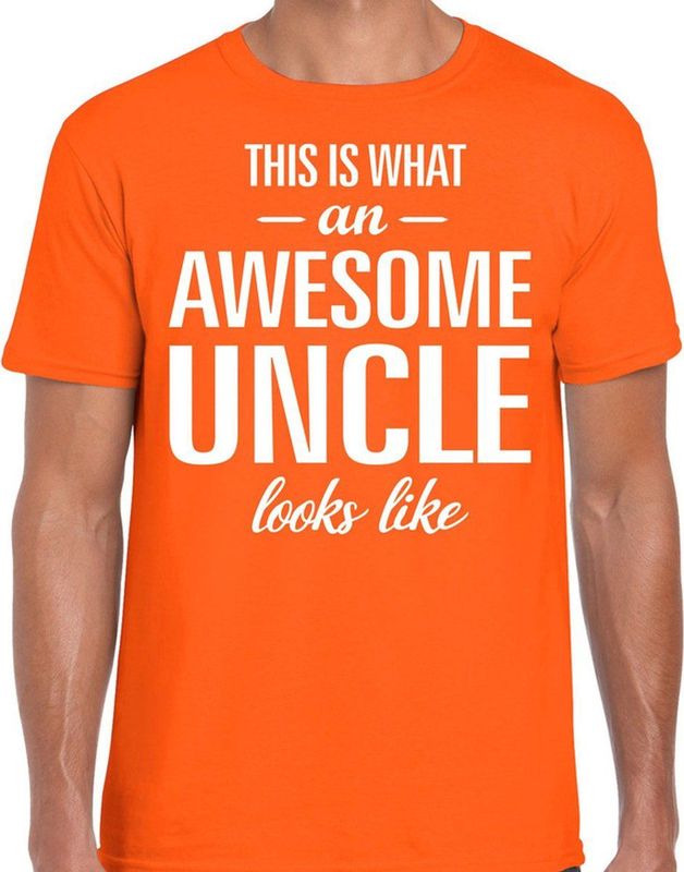 Awesome Uncle - geweldige oom cadeau t-shirt oranje heren - Verjaardag cadeau