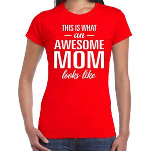 Awesome Mom tekst t-shirt rood dames - Cadeau moeder