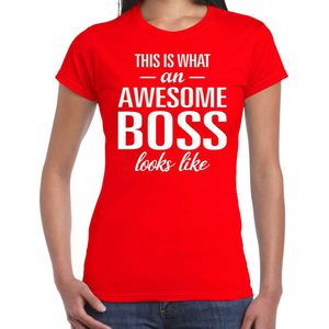 Awesome Boss tekst t-shirt rood dames - dames fun tekst shirt rood