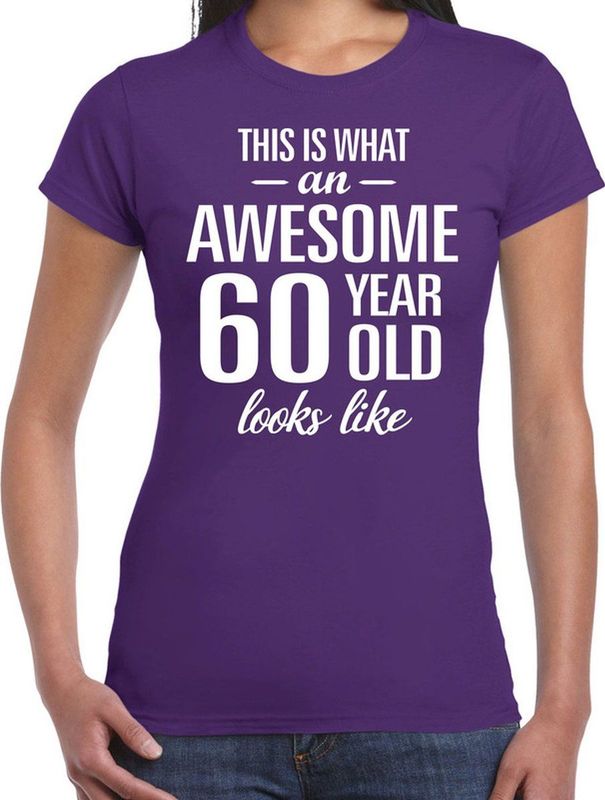 Awesome 60 year - geweldige cadeau t-shirt paars dames - Verjaardag cadeau